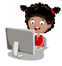 girl at computer graphic